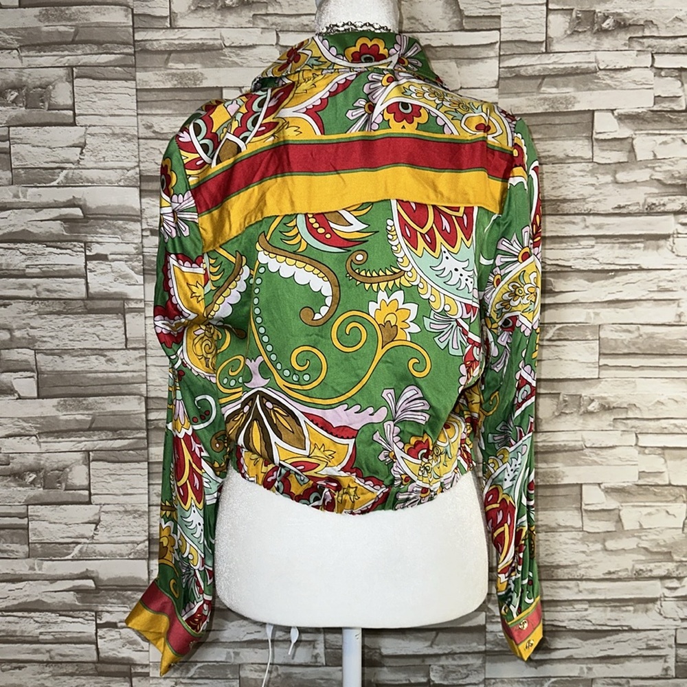 Haute Hippie Small Style Women’s Multicolored Silky Cropped Shirt - Picture 3 of 10